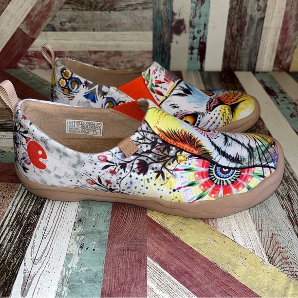 UIN Cheer Up Kitty Cat Slip On Toledo Loafers Shoes Canvas Loose Toe Box EUC 7.5 - Picture 6 of 15